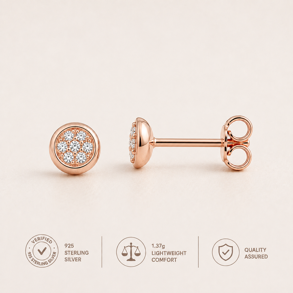 Pavé Halo Stud Earrings in 925 Sterling Silver
