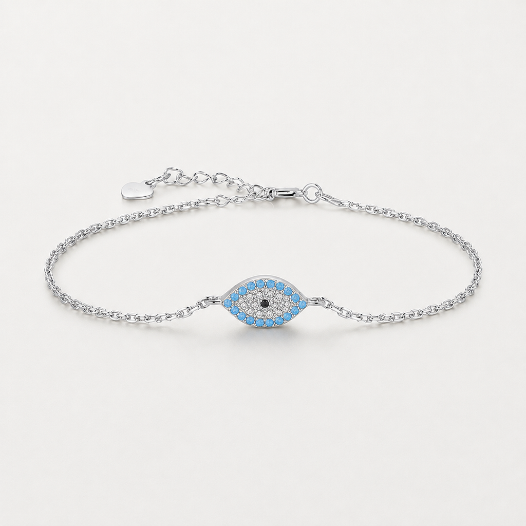 Turquoise Evil Eye Sterling Silver Bracelet