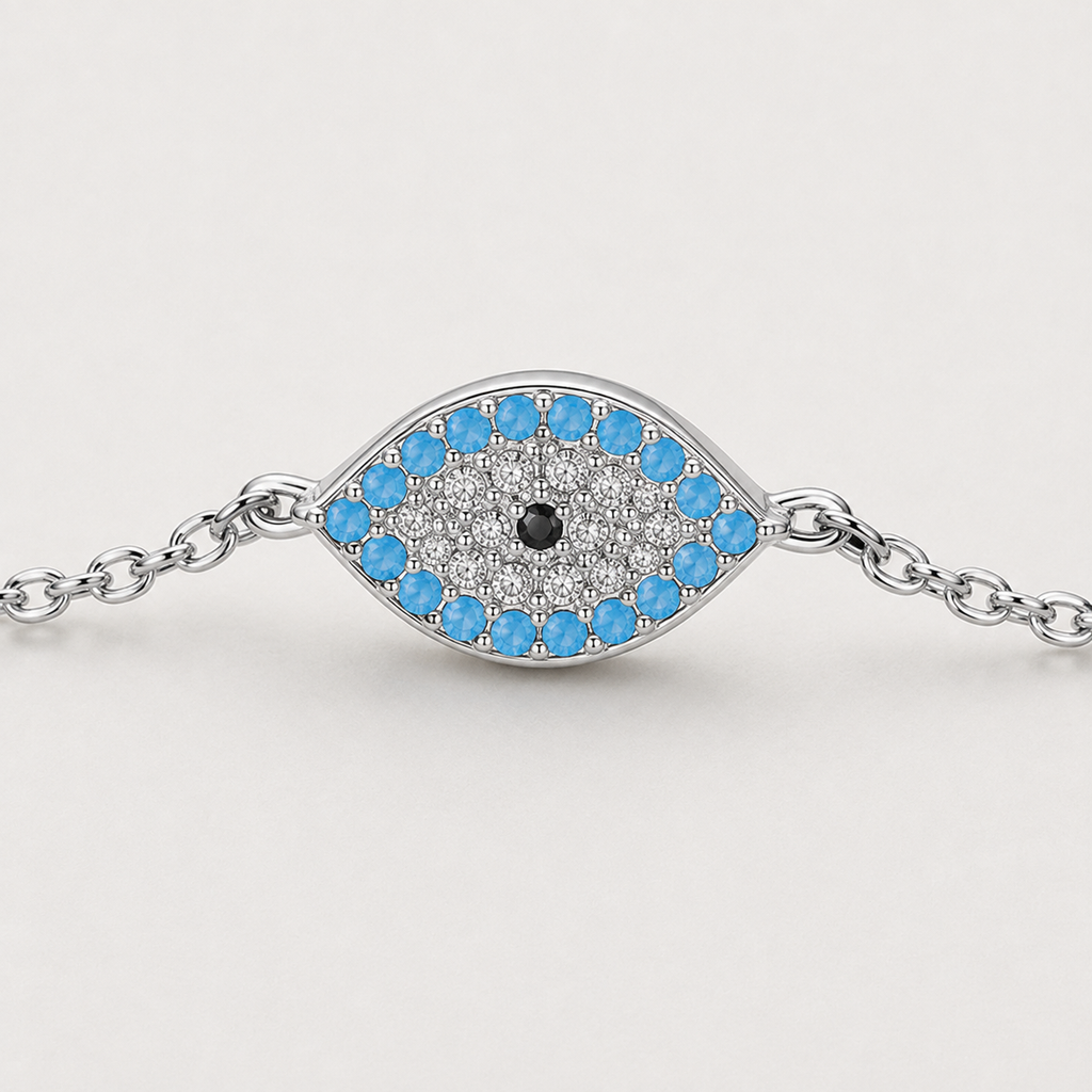 Turquoise Evil Eye Sterling Silver Bracelet
