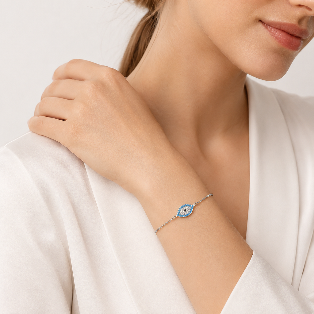 Turquoise Evil Eye Sterling Silver Bracelet