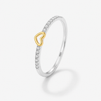 Golden Heart Pavé Ring — 925 Sterling Silver