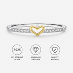 Golden Heart Pavé Ring — 925 Sterling Silver