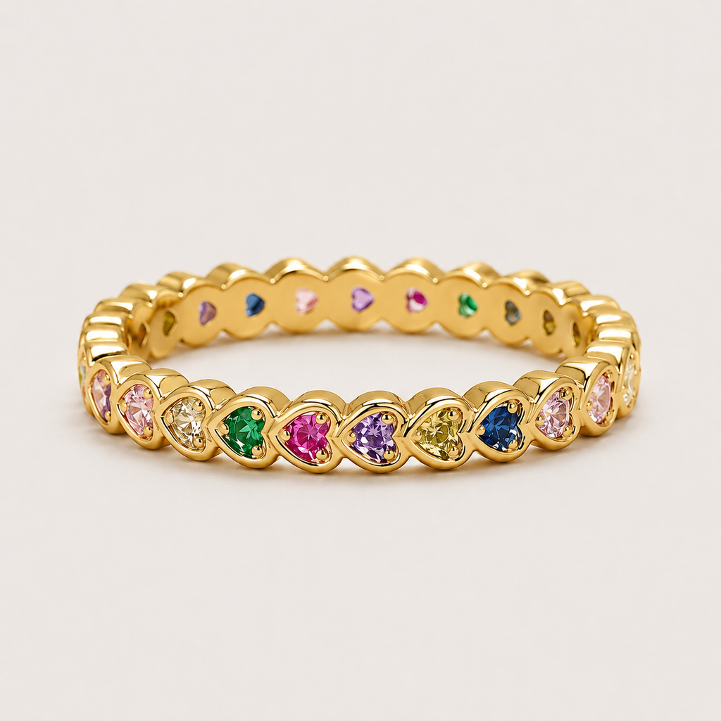 Rainbow Heart Eternity Ring