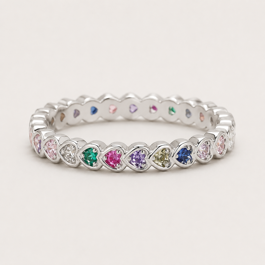 Rainbow Heart Eternity Ring