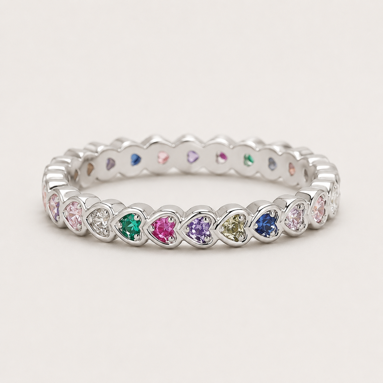 Rainbow Heart Eternity Ring