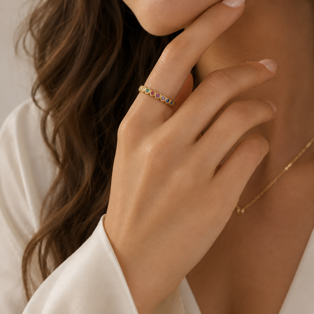 Rainbow Heart Eternity Ring