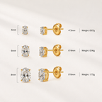 Oval Solitaire Stud Earrings – 18K Gold Plated