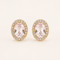 Oval Halo Sterling Silver Stud Earrings
