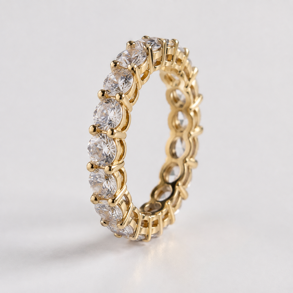 4mm Round Stone Eternity Ring in 925 Sterling Silver