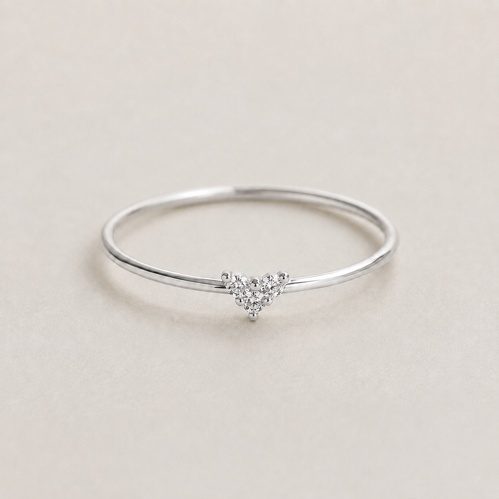 Tiny Heart Zircon Ring