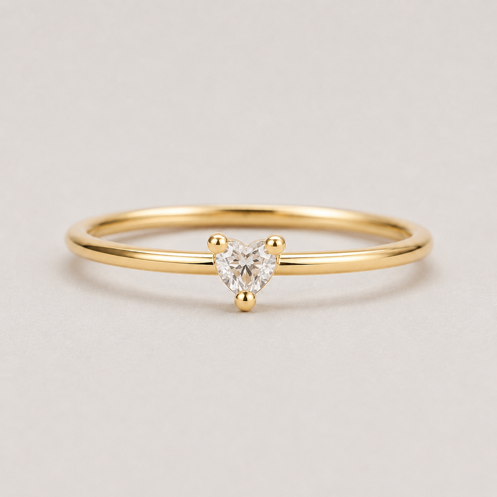 Dainty Heart Zircon Ring