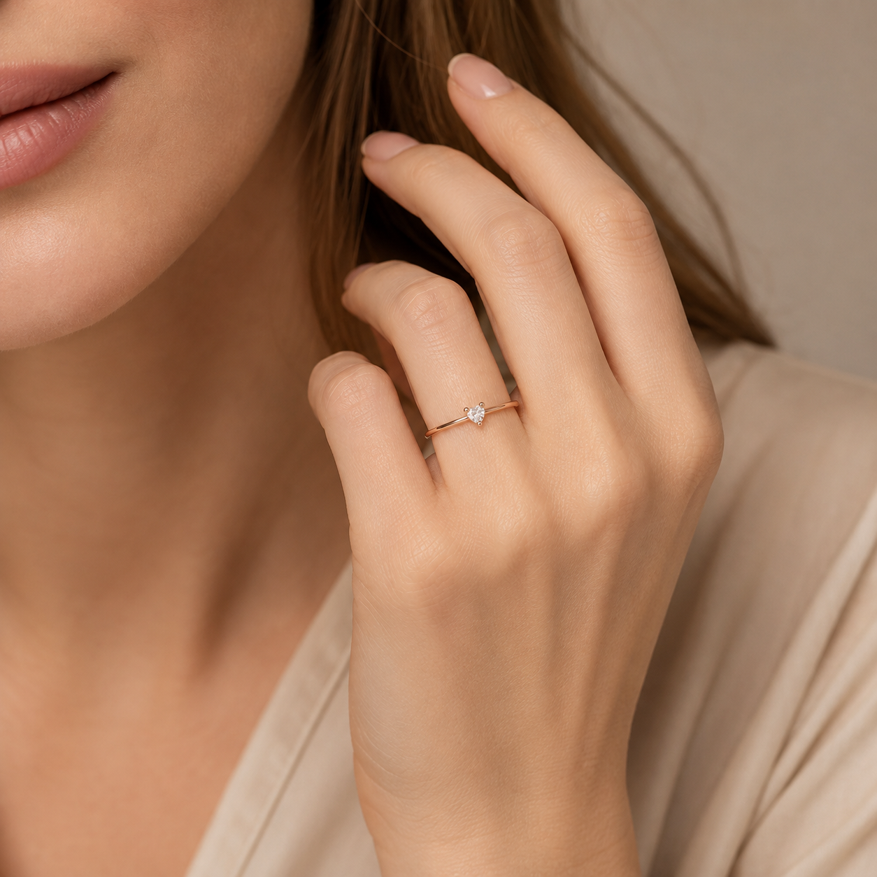 Dainty Heart Zircon Ring