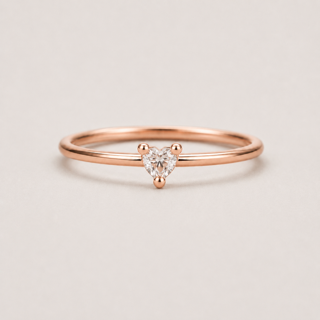 Dainty Heart Zircon Ring