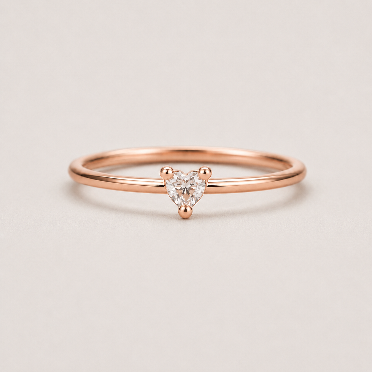 Dainty Heart Zircon Ring