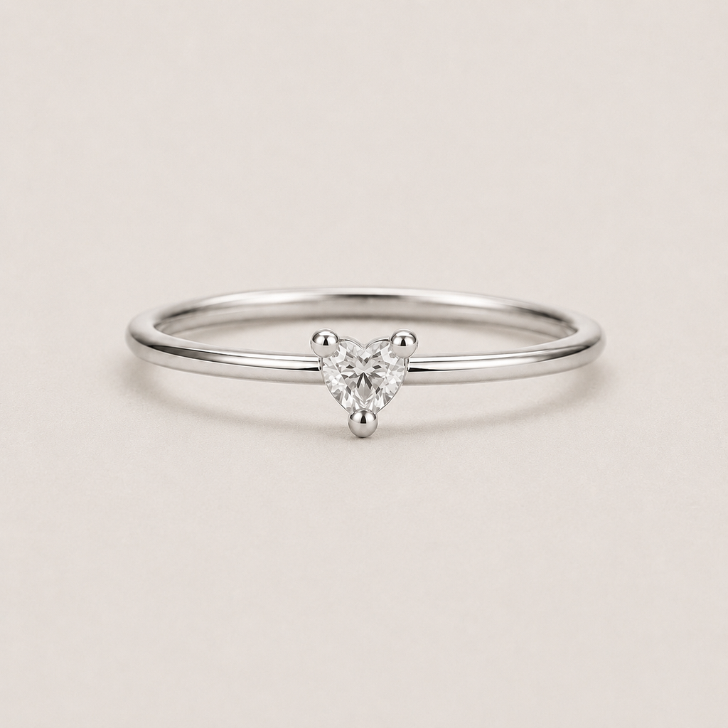 Dainty Heart Zircon Ring