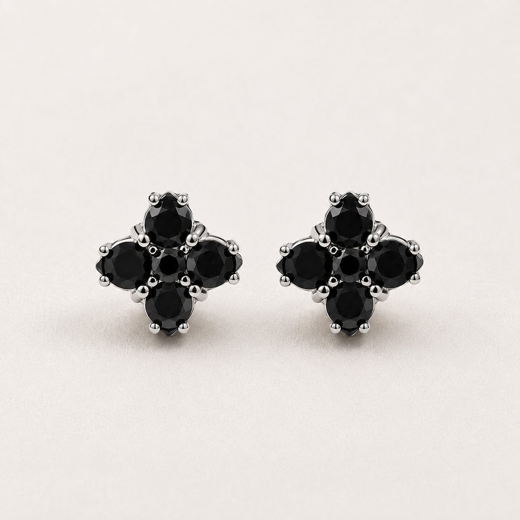 Black Flower Stud Earrings