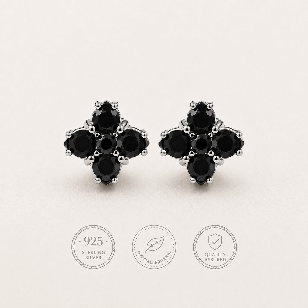 Black Flower Stud Earrings