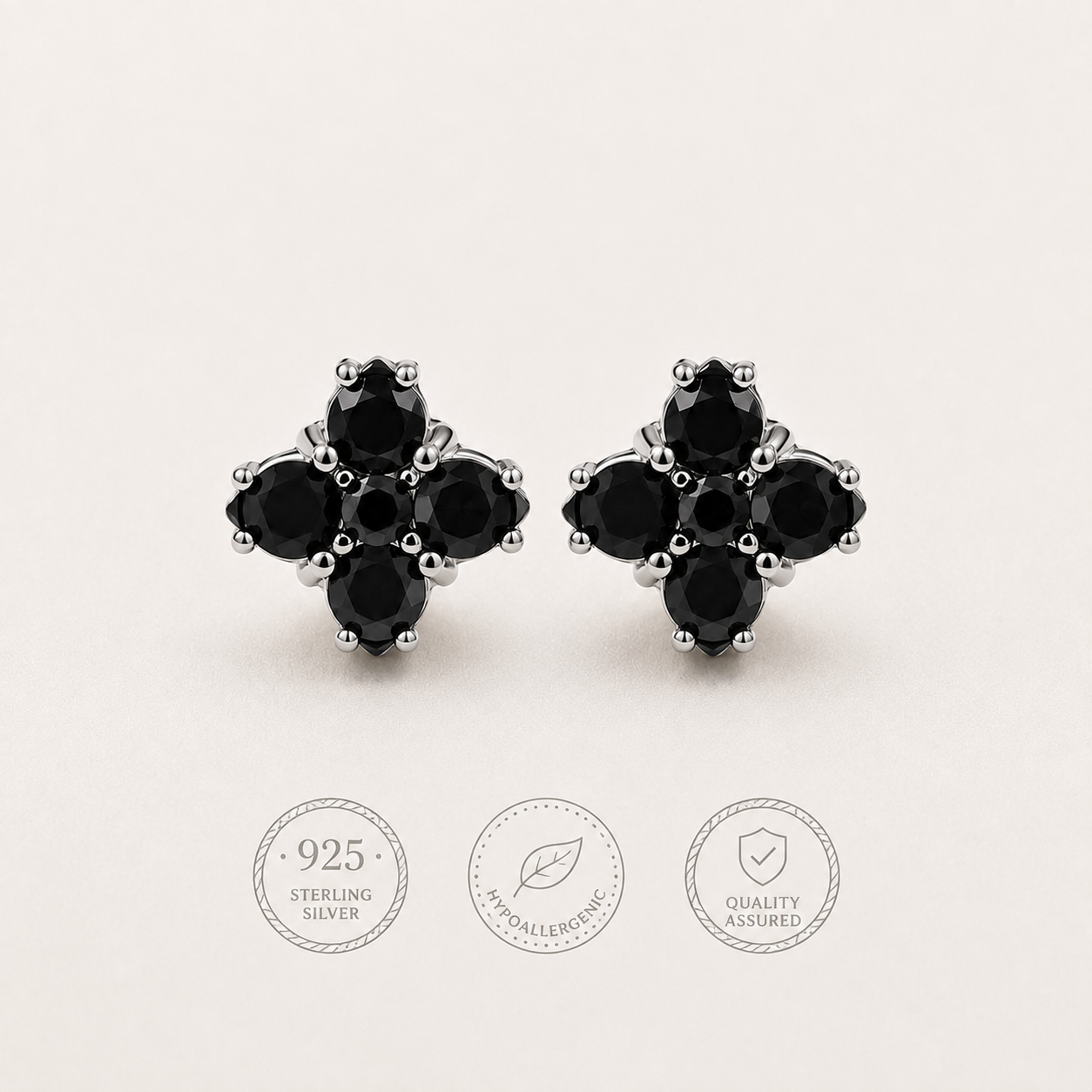 Black Flower Stud Earrings
