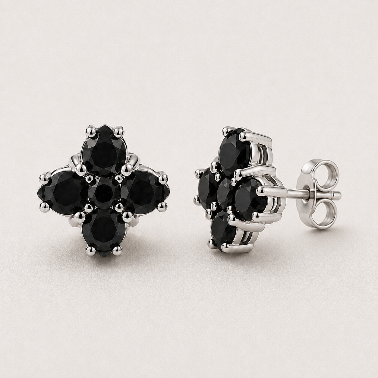 Black Flower Stud Earrings