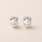 Crown Pearl Stud Earrings