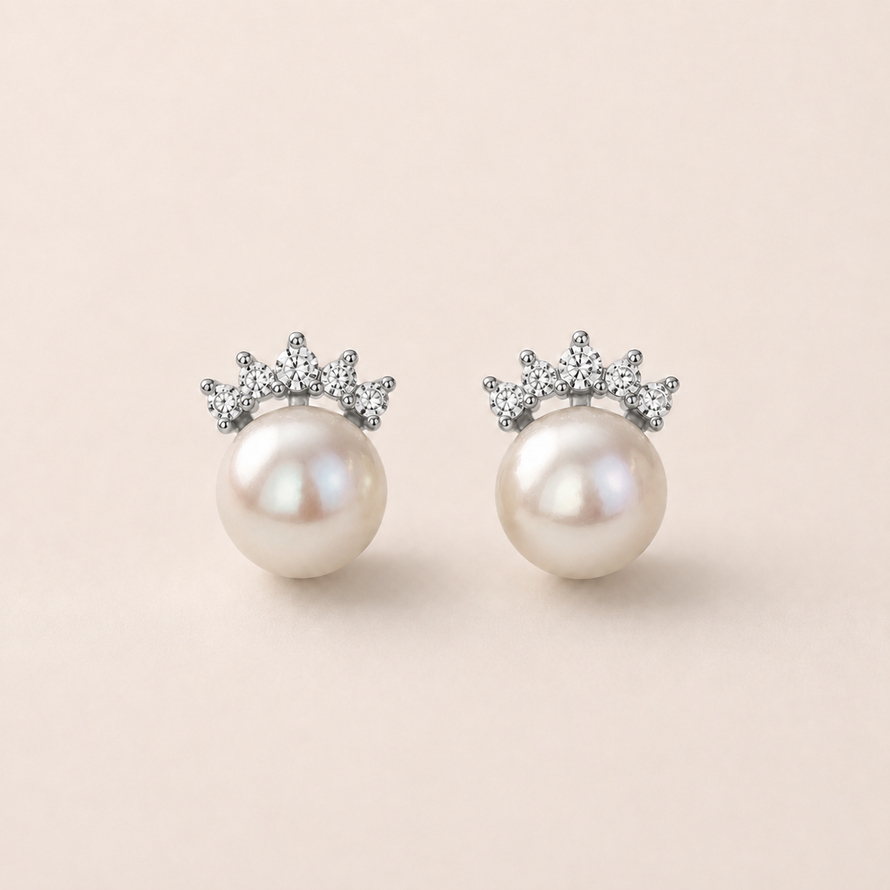 Crown Pearl Stud Earrings