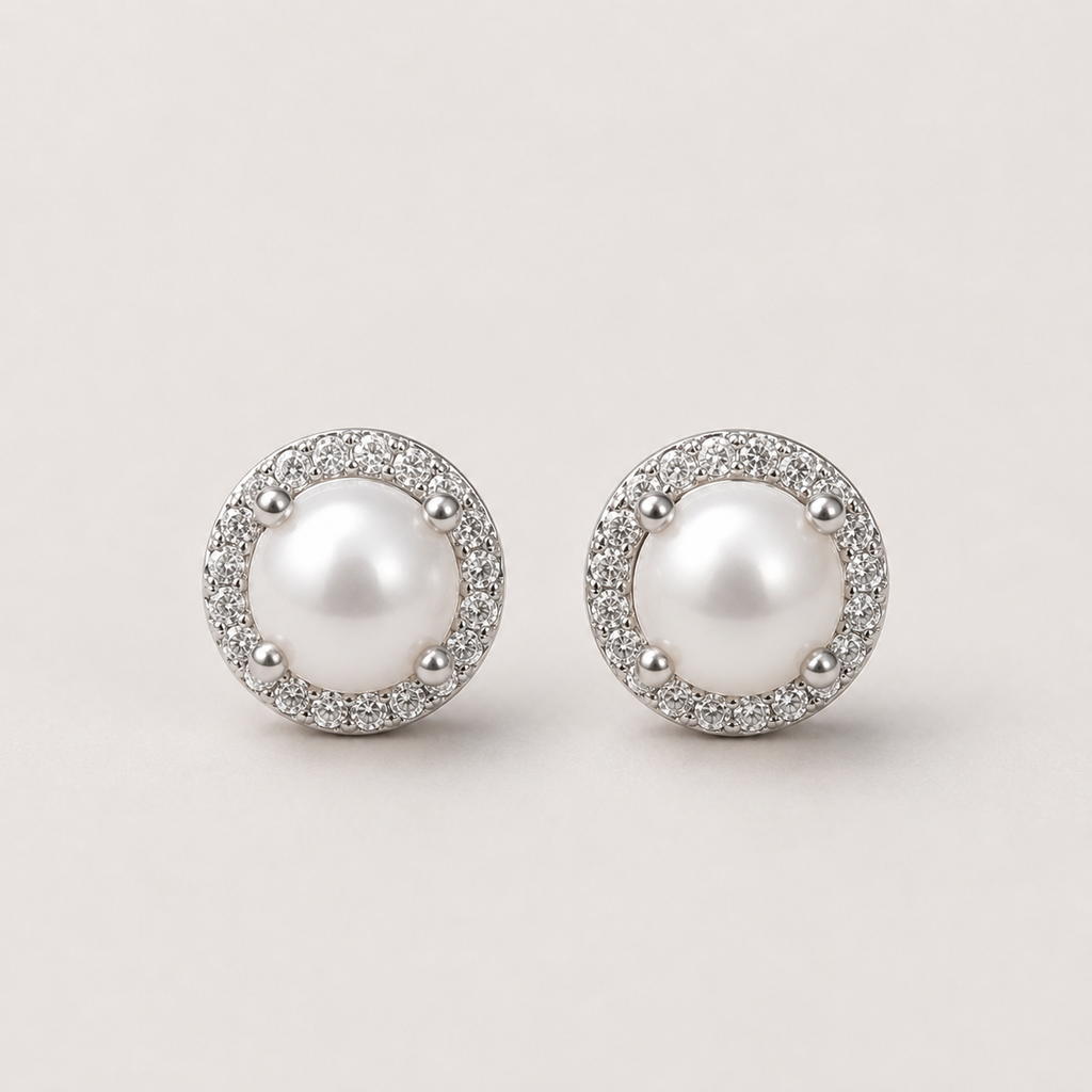Pearl Halo Stud Earrings