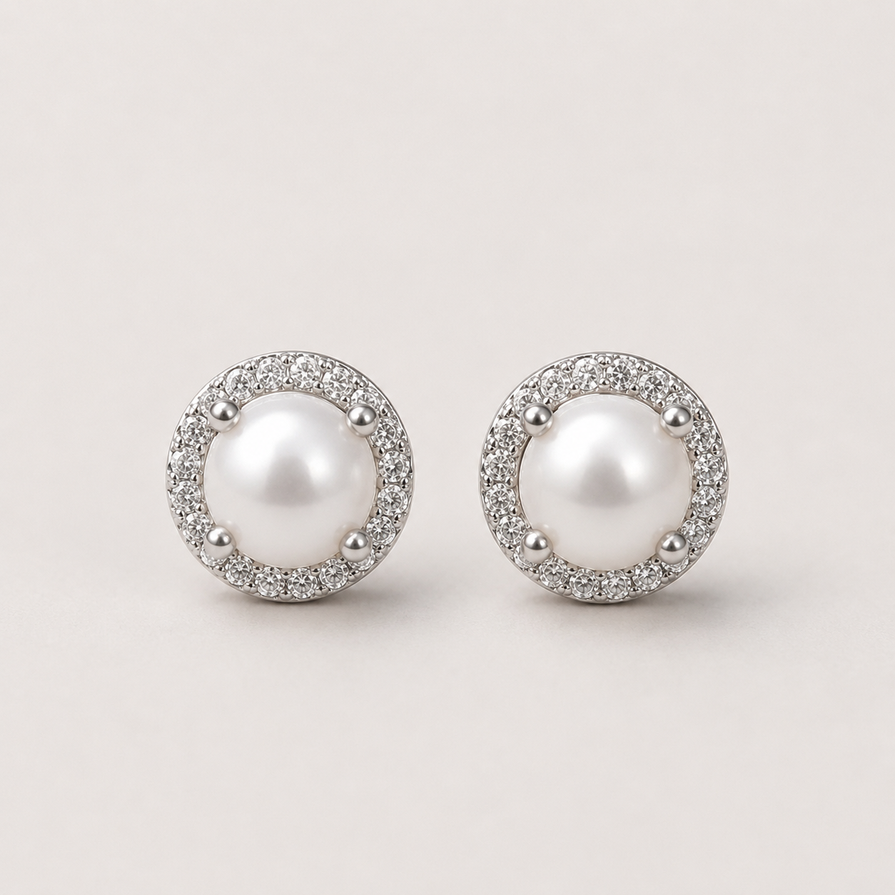 Pearl Halo Stud Earrings