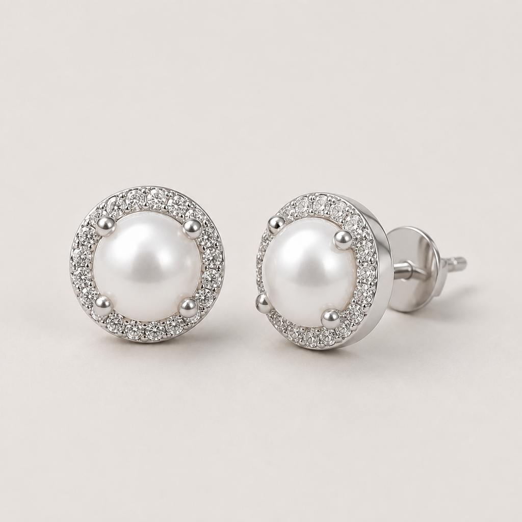 Pearl Halo Stud Earrings