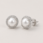 Pearl Halo Stud Earrings