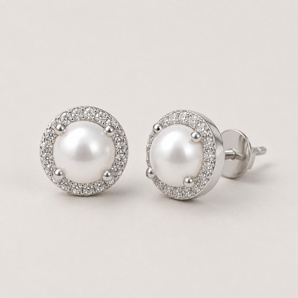 Pearl Halo Stud Earrings