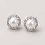 Pearl Halo Stud Earrings