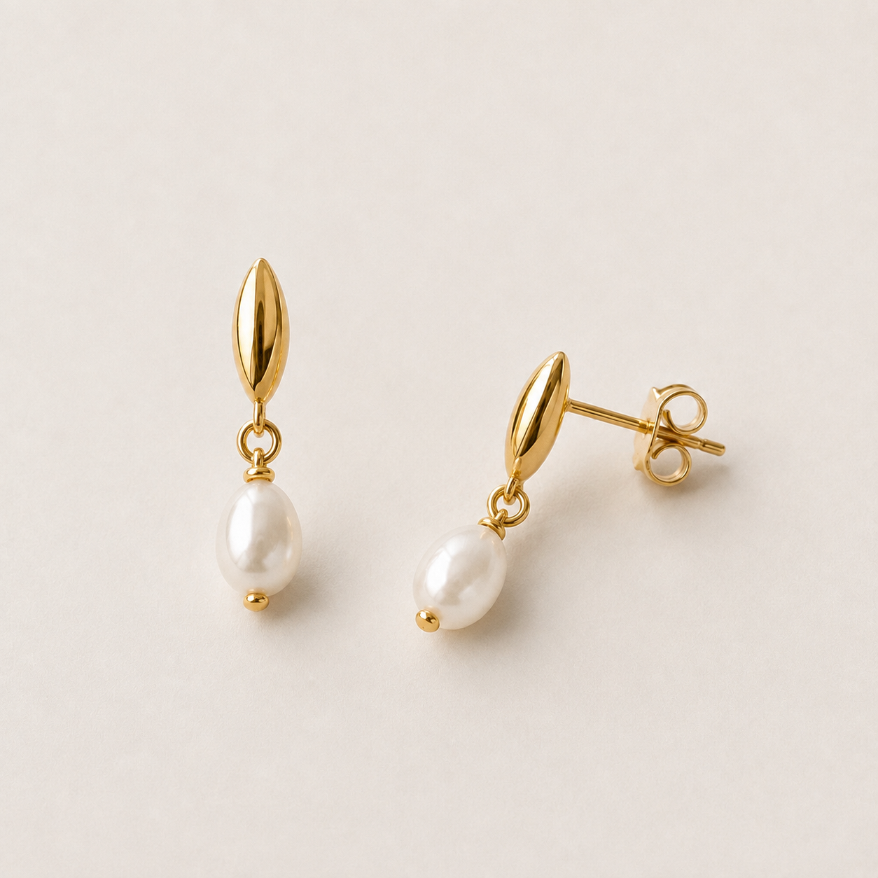 Pearl Drop Sterling Silver Stud Earrings