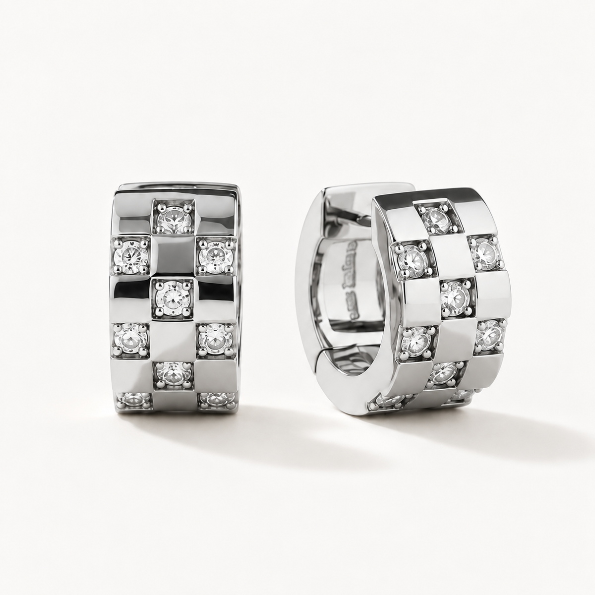 Sculpted Zircon Sterling Silver Hoop Earrings