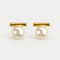 Gold Bar & Pearl-Effect Earrings