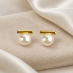 Gold Bar & Pearl-Effect Earrings