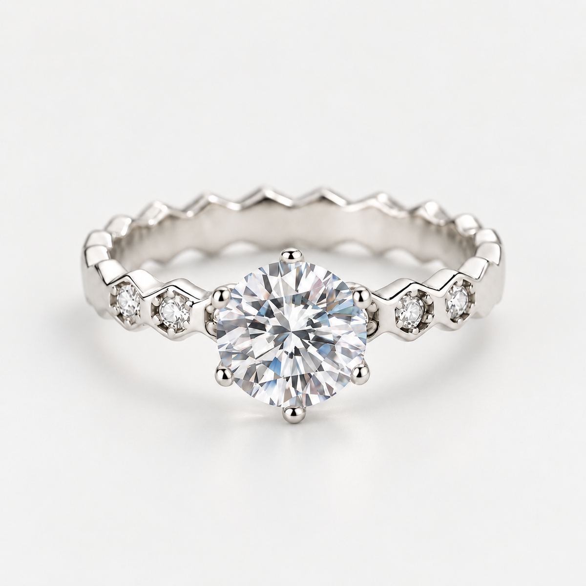 925 Sterling Silver Cubic Zirconia Vintage Ring – 7mm Geometric Statement Ring