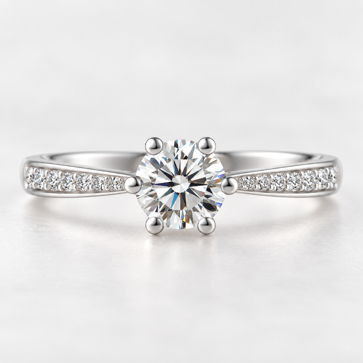 925 Sterling Silver Solitaire Ring with Round Zircon