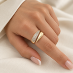 Gold Plated Geometric Layered Zircon Ring”