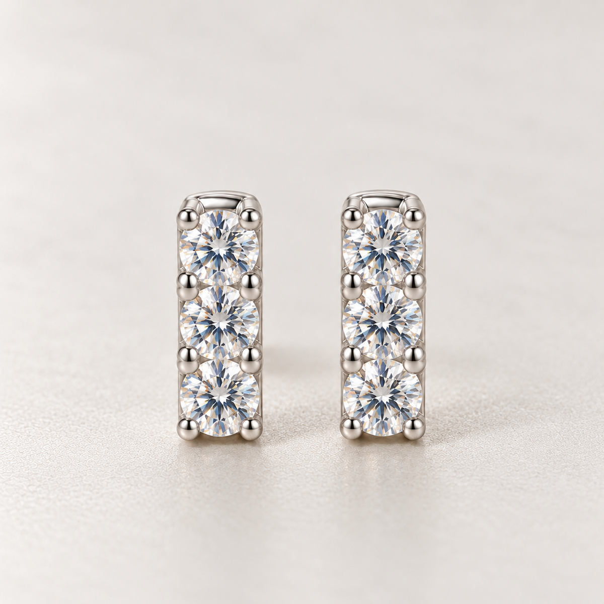 0.1CT Round Moissanite Stud Earrings – Silver Plated