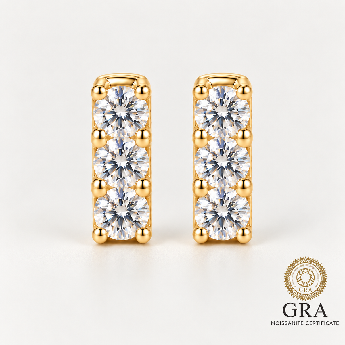 0.1CT Round Moissanite Stud Earrings – Silver Plated