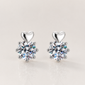 Heart Moissanite Stud Earrings in 925 Sterling Silver
