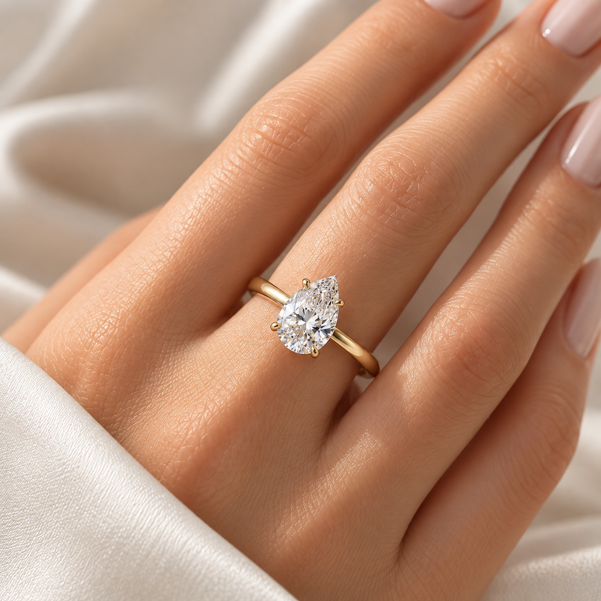 1CT Pear Shaped Moissanite Engagement Ring for Women – GRA Certified