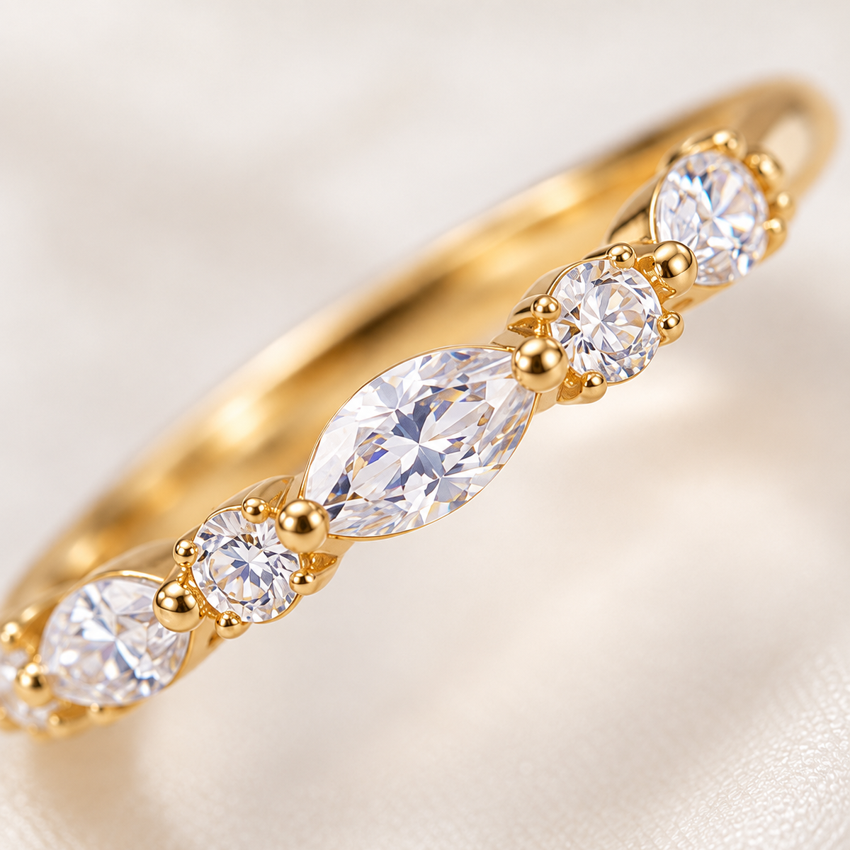 Moissanite Marquise & Round Ring for Women – Elegant Classic Jewelry
