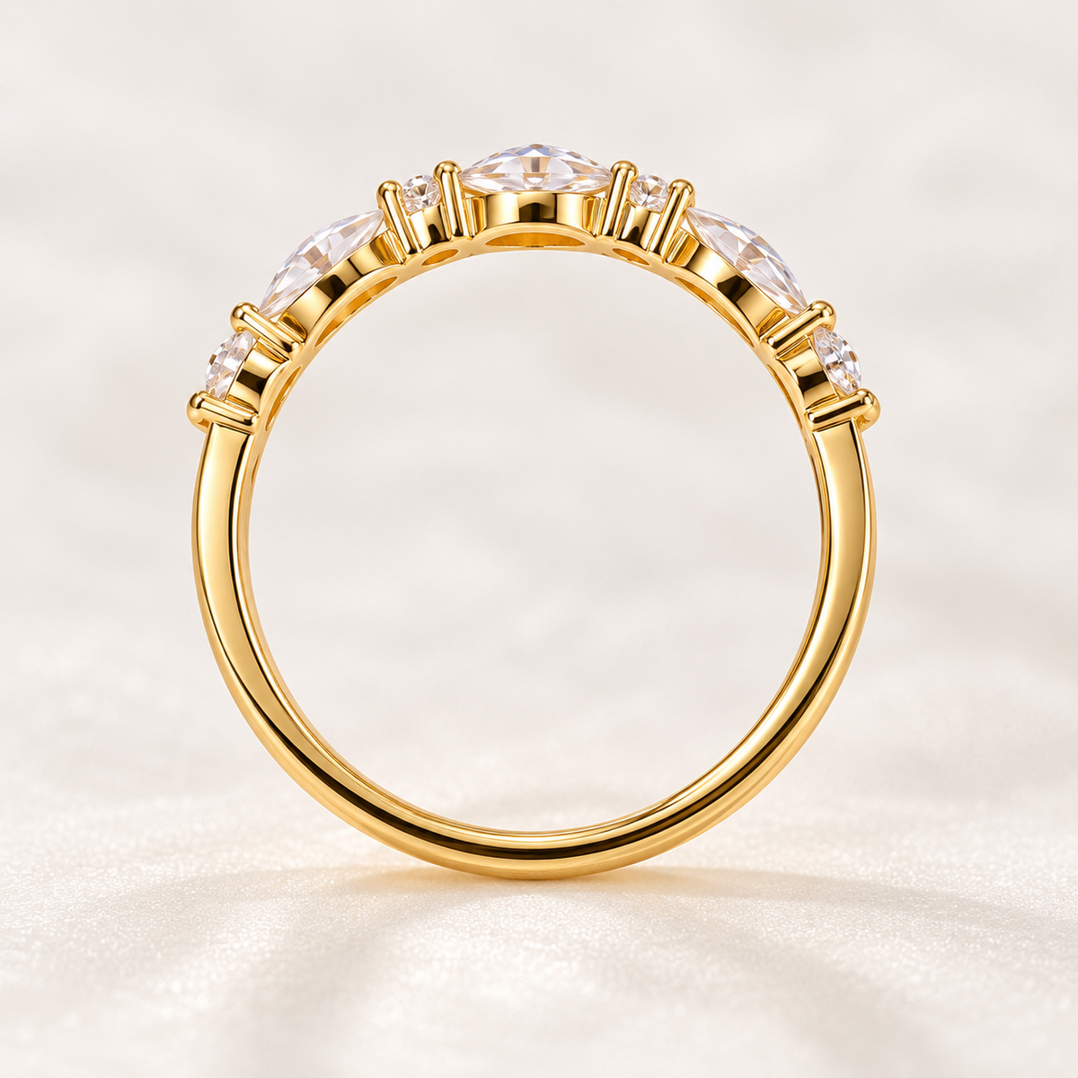 Moissanite Marquise & Round Ring for Women – Elegant Classic Jewelry
