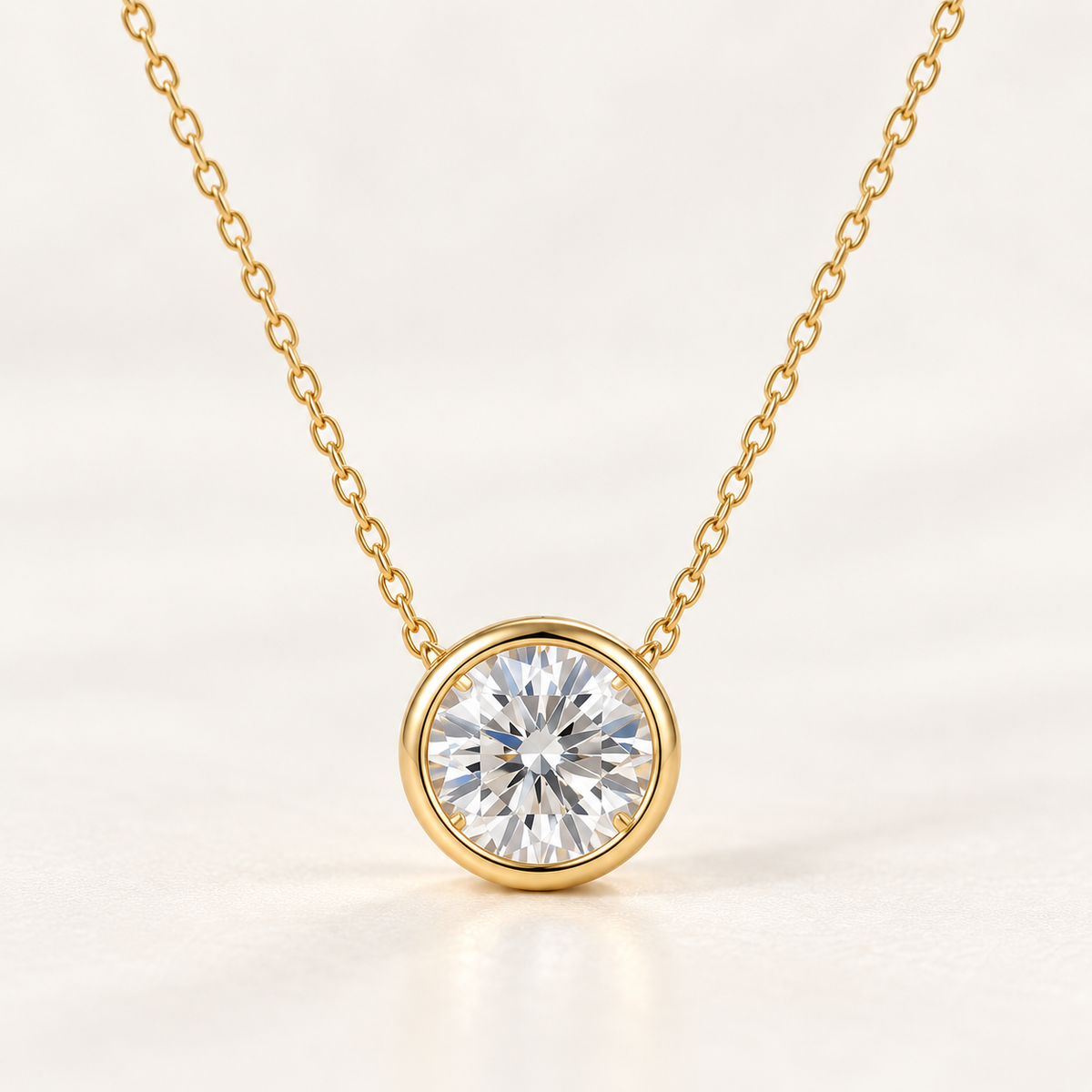 1ct Round Moissanite Pendant Necklace for Women – D Color VVS1 GRA Certified.