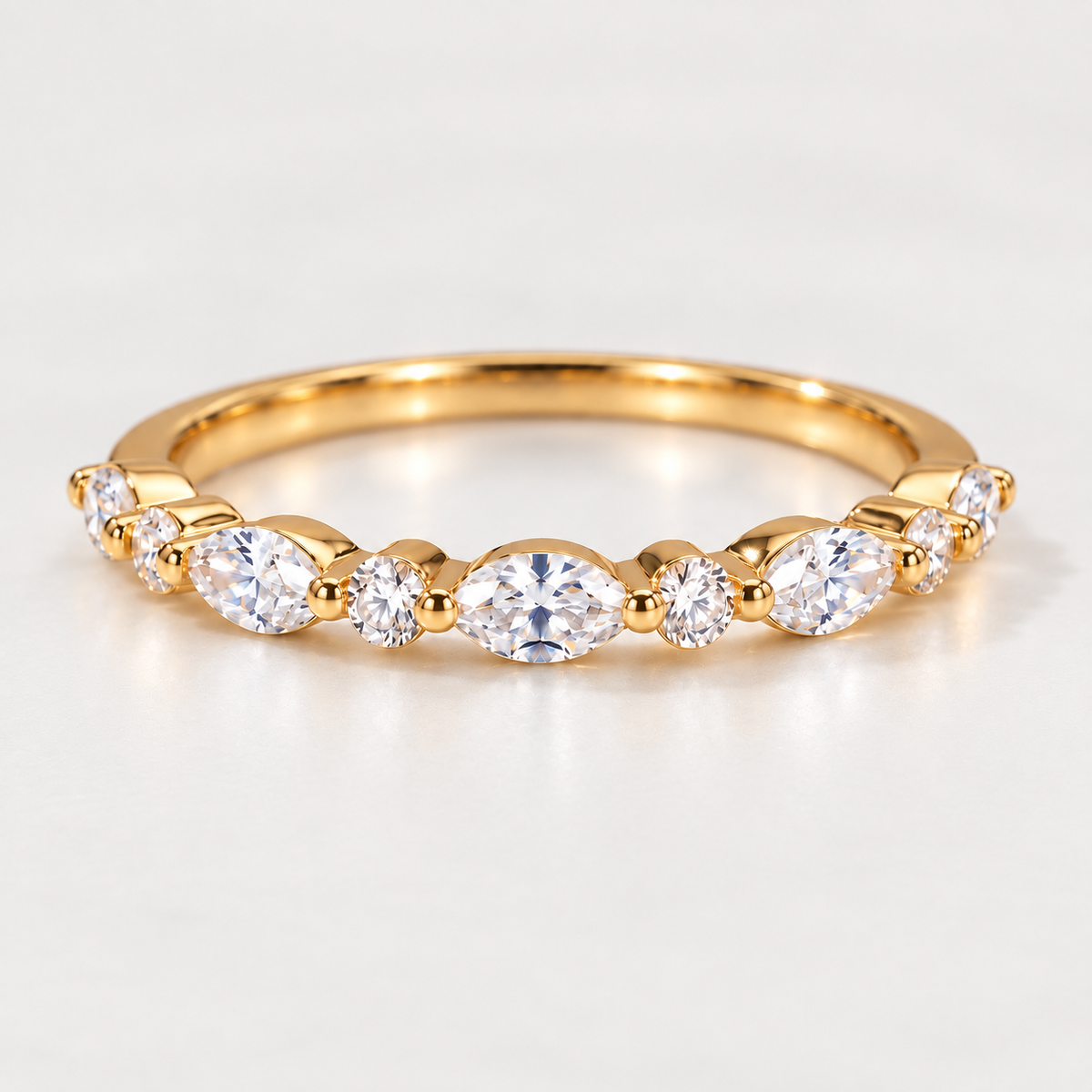 Moissanite Marquise & Round Ring for Women – Elegant Classic Jewelry