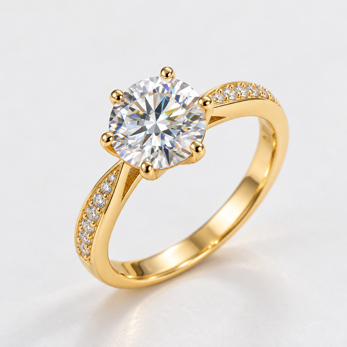 1CT Round Moissanite Solitaire Ring – D Color VVS1