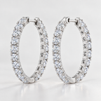 Round Moissanite Hoop Earrings – Platinum Plated