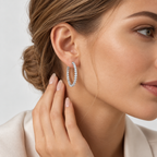 Round Moissanite Hoop Earrings – Platinum Plated