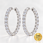 Round Moissanite Hoop Earrings – Platinum Plated